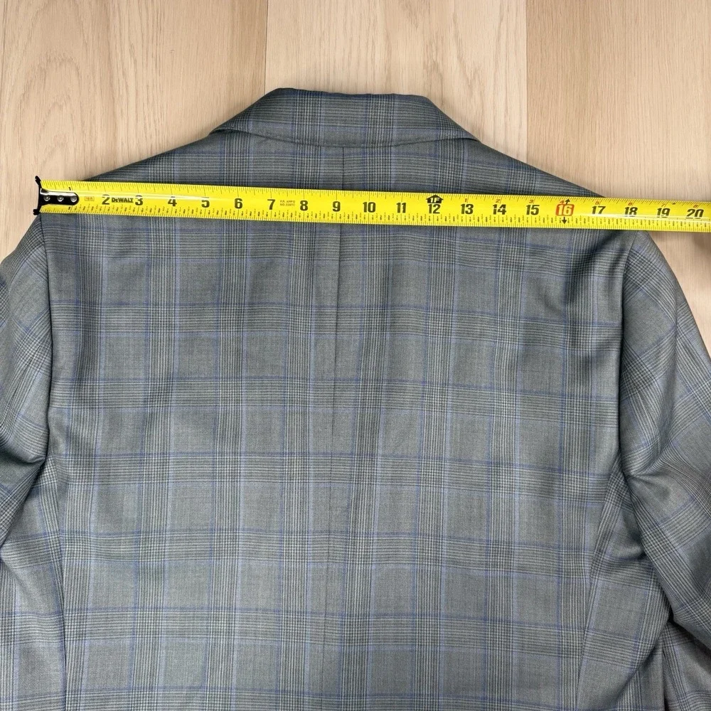 Brooks Brothers Sport Coat Gray Blue Plaid Italian Wool Zignone Blazer Men's 42R
